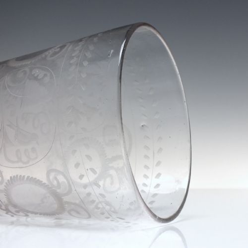 BOHEMIAN ENGRAVED 18TH CENTURY GLASS TUMBLER C1740 - ADDITIONAL PHOTO 2