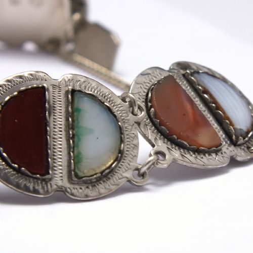 SOLD SILVER AND SCOTTISH AGATE BRACELET GLASGOW C1957 - ADDITIONAL PHOTO 2