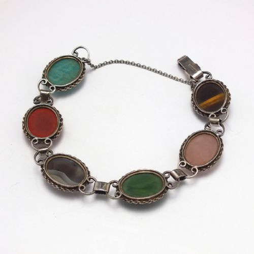 ANTIQUE SILVER AND SCOTTISH AGATE BRACELET C1900 - ADDITIONAL PHOTO 3