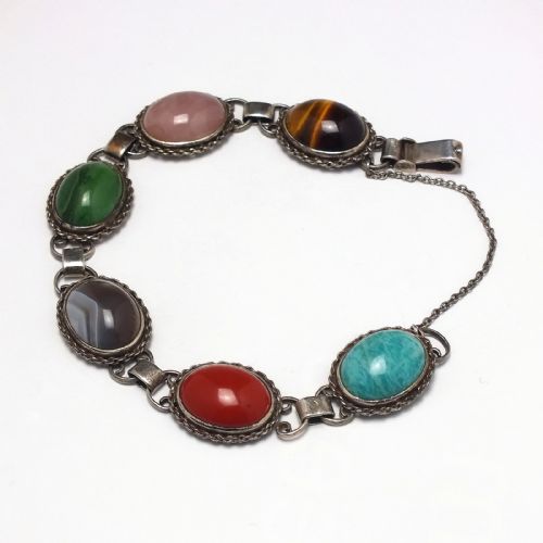ANTIQUE SILVER AND SCOTTISH AGATE BRACELET C1900 - ADDITIONAL PHOTO 5