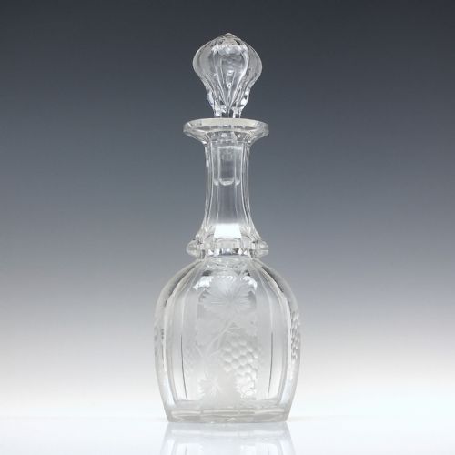 victorian engraved glass wine decanter c1870 - CATEGORY: ANTIQUE GLASS - DATED 1870