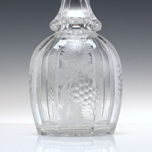 VICTORIAN ENGRAVED GLASS WINE DECANTER C1870 - ADDITIONAL PHOTO 5