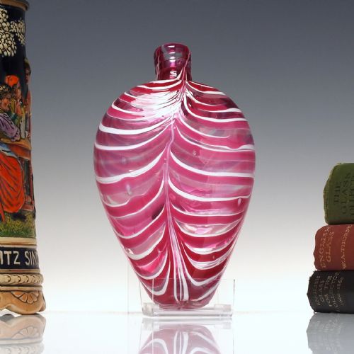 19th century pink nailsea glass flask c1830 - CATEGORY: ANTIQUE GLASS - DATED 1850