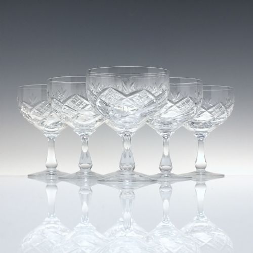set of six vintage edinburgh crystal champagne glasses c1955 - CATEGORY: ANTIQUE GLASS - DATED 1950