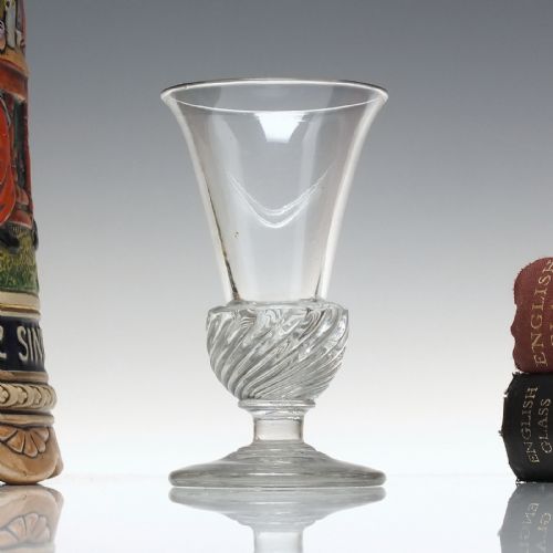 rare georgian gadrooned thistle dram glass c1820 - CATEGORY: ANTIQUE GLASS - DATED 1800