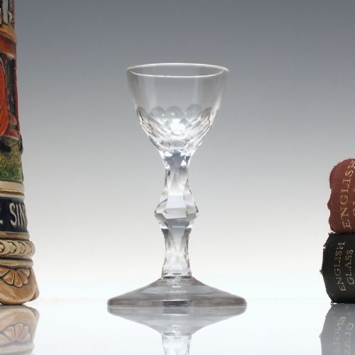 rare 18th century facet cut dram glass c1780 - CATEGORY: ANTIQUE GLASS - DATED 1800