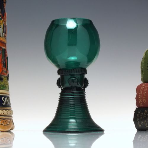 19th century turquoise wine roemer glass c1830 - CATEGORY: ANTIQUE GLASS - DATED 1850
