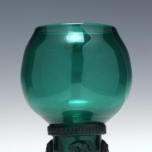 19TH CENTURY TURQUOISE WINE ROEMER GLASS C1830 - ADDITIONAL PHOTO 3