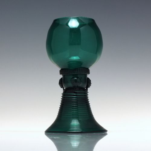 19TH CENTURY TURQUOISE WINE ROEMER GLASS C1830 - ADDITIONAL PHOTO 5