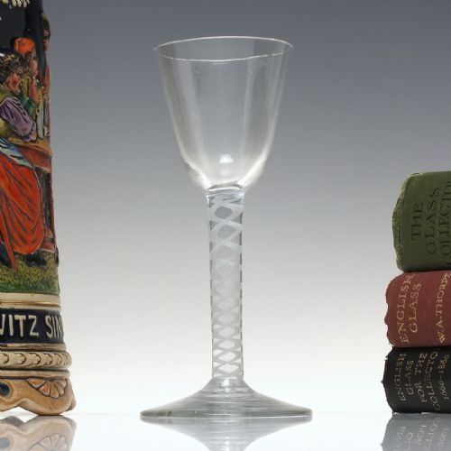 18th century single series opaque twist wine glass c1760 - CATEGORY: ANTIQUE GLASS - DATED 1750