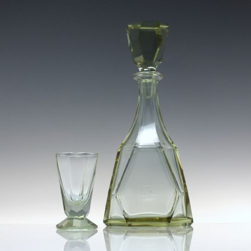 MOSER ART DECO NEODYMIUM ALEXANDRITE GLASS DECANTER AND SIX MATCHING GLASSES C1930 - ADDITIONAL PHOTO 5
