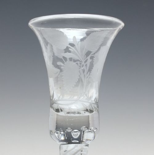 18TH CENTURY JACOBITE SYMPATHY ENGRAVED OPAQUE TWIST WINE GLASS C1760 - ADDITIONAL PHOTO 3