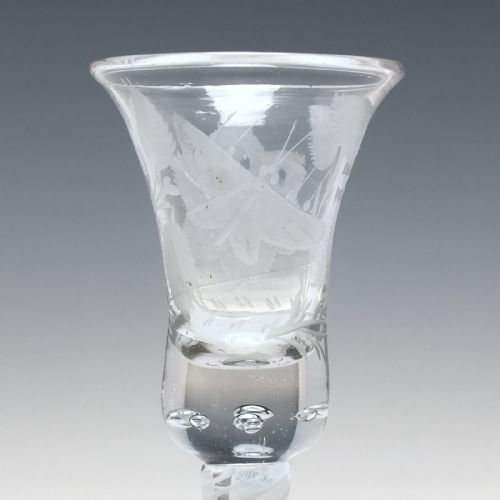 18TH CENTURY JACOBITE SYMPATHY ENGRAVED OPAQUE TWIST WINE GLASS C1760 - ADDITIONAL PHOTO 4