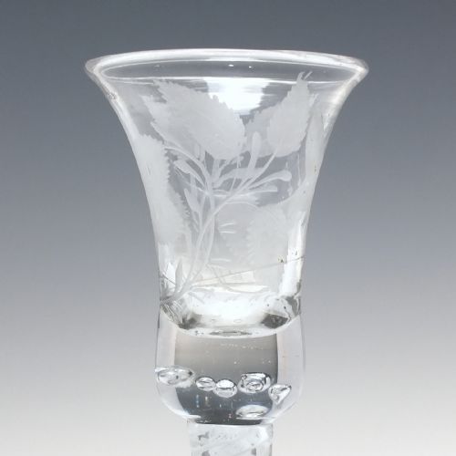 18TH CENTURY JACOBITE SYMPATHY ENGRAVED OPAQUE TWIST WINE GLASS C1760 - ADDITIONAL PHOTO 5