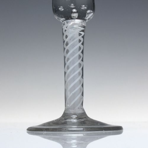 18TH CENTURY JACOBITE SYMPATHY ENGRAVED OPAQUE TWIST WINE GLASS C1760 - ADDITIONAL PHOTO 7