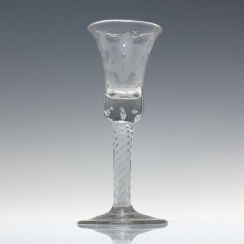 18TH CENTURY JACOBITE SYMPATHY ENGRAVED OPAQUE TWIST WINE GLASS C1760 - ADDITIONAL PHOTO 8