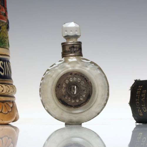 unusual victorian circular combined glass perfume bottle patch box c1870 - CATEGORY: ANTIQUE GLASS - DATED 1870
