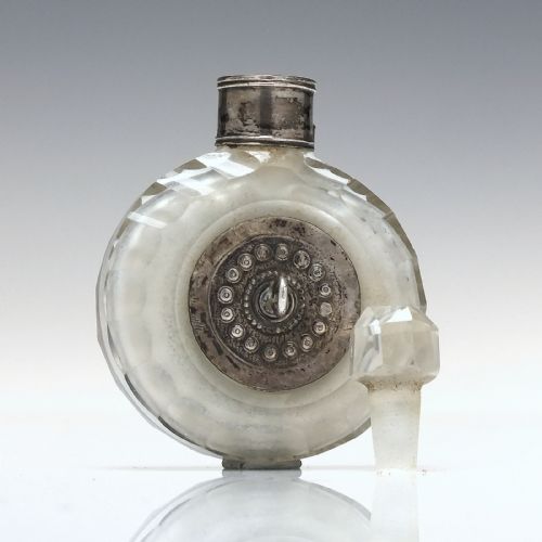 UNUSUAL VICTORIAN CIRCULAR COMBINED GLASS PERFUME BOTTLE PATCH BOX C1870 - ADDITIONAL PHOTO 2