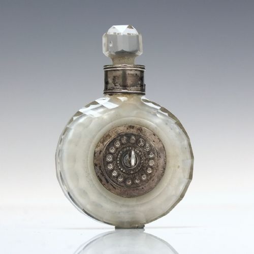 UNUSUAL VICTORIAN CIRCULAR COMBINED GLASS PERFUME BOTTLE PATCH BOX C1870 - ADDITIONAL PHOTO 4