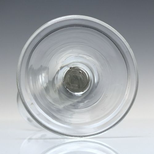 GEORGIAN ENGRAVED PLAIN STEM WINE GLASS WITH FOLDED FOOT C1740 - ADDITIONAL PHOTO 1