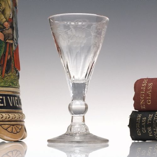 18th century engraved wine or port glass c1780 - CATEGORY: ANTIQUE GLASS - DATED 1750
