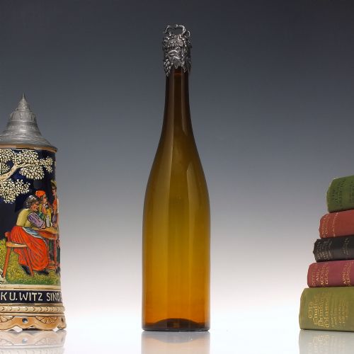 antique 19th century amber glass serving bottle or decanter c1860 - CATEGORY: ANTIQUE GLASS - DATED 1850