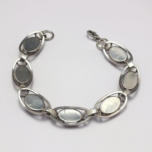 ART NOUVEAU AMBER AND JASPER SILVER BRACELET C1930 - ADDITIONAL PHOTO 2