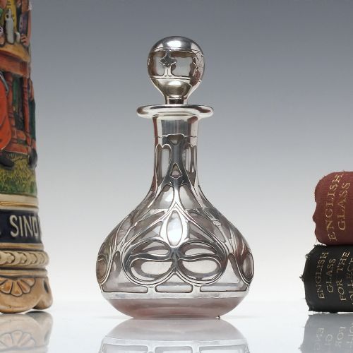 silver art nouveau glass perfume bottle c1900 - CATEGORY: ANTIQUE GLASS - DATED 1900
