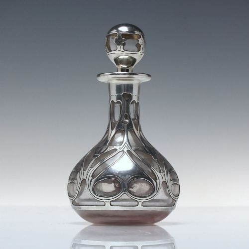 SILVER ART NOUVEAU GLASS PERFUME BOTTLE C1900 - ADDITIONAL PHOTO 2