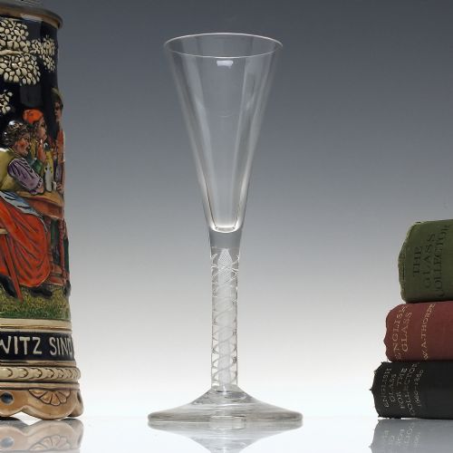 18th century mixed twist wine or champagne flute glass c1760 - CATEGORY: ANTIQUE GLASS - DATED 1750
