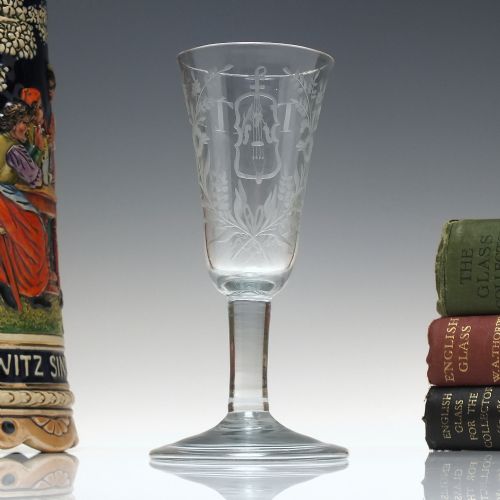 rare 18th century violin cello engraved ale glass c1740 - CATEGORY: ANTIQUE GLASS - DATED 1750