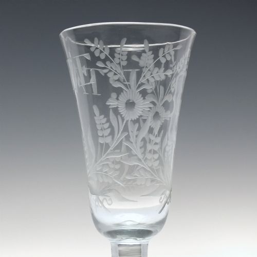RARE 18TH CENTURY VIOLIN CELLO ENGRAVED ALE GLASS C1740 - ADDITIONAL PHOTO 3