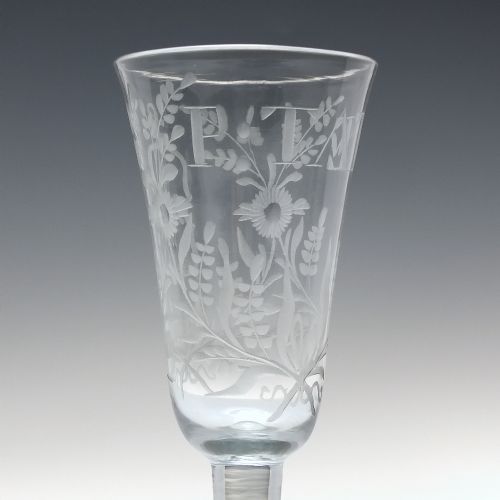RARE 18TH CENTURY VIOLIN CELLO ENGRAVED ALE GLASS C1740 - ADDITIONAL PHOTO 4