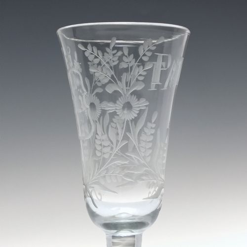 RARE 18TH CENTURY VIOLIN CELLO ENGRAVED ALE GLASS C1740 - ADDITIONAL PHOTO 6
