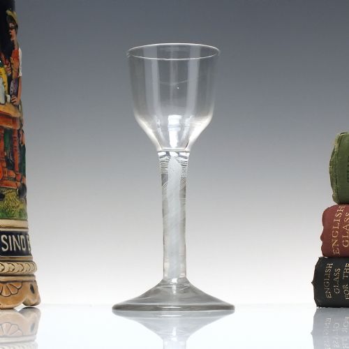 georgian opaque twist wine glass c1760 - CATEGORY: ANTIQUE GLASS - DATED 1750