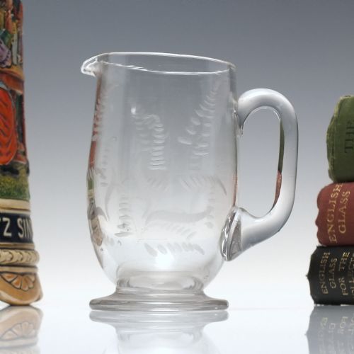 antique 19th century engraved glass cream jug c1860 - CATEGORY: ANTIQUE GLASS - DATED 1860