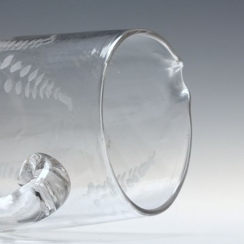 ANTIQUE 19TH CENTURY ENGRAVED GLASS CREAM JUG C1860 - ADDITIONAL PHOTO 2