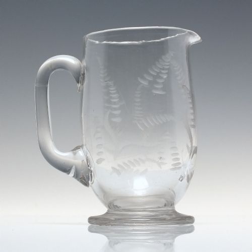 ANTIQUE 19TH CENTURY ENGRAVED GLASS CREAM JUG C1860 - ADDITIONAL PHOTO 3