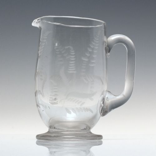 ANTIQUE 19TH CENTURY ENGRAVED GLASS CREAM JUG C1860 - ADDITIONAL PHOTO 4