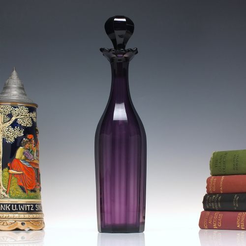 SUPERB ANTIQUE AMETHYST GLASS DECANTER C1850 - ADDITIONAL PHOTO 4