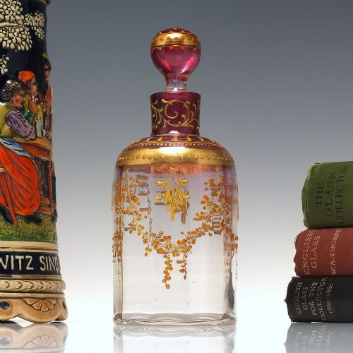 19th century moser enamelled glass perfume bottle c1880 - CATEGORY: ANTIQUE GLASS - DATED 1880
