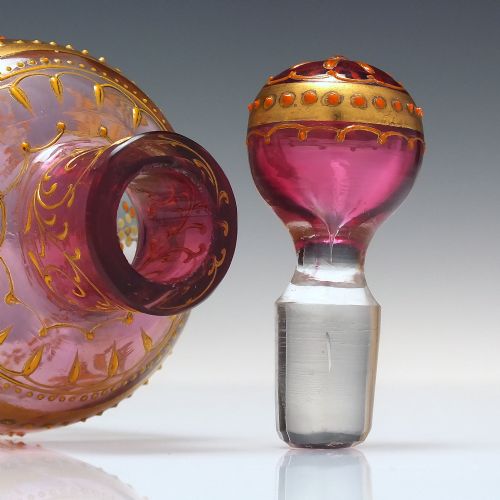 19TH CENTURY MOSER ENAMELLED GLASS PERFUME BOTTLE C1880 - ADDITIONAL PHOTO 2