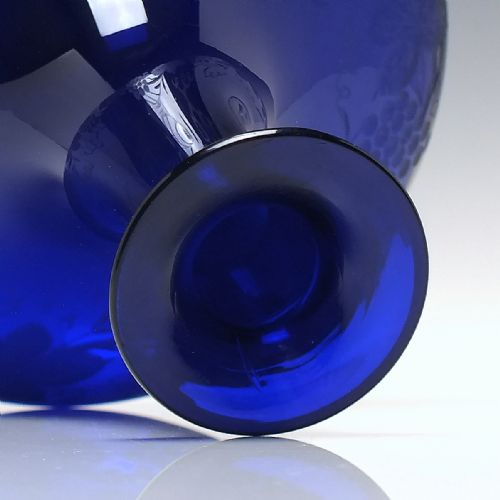 ANTIQUE GEORGIAN ENGRAVED BRISTOL BLUE GLASS MELL DECANTER CARAFE C1830 - ADDITIONAL PHOTO 2