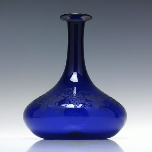 ANTIQUE GEORGIAN ENGRAVED BRISTOL BLUE GLASS MELL DECANTER CARAFE C1830 - ADDITIONAL PHOTO 5