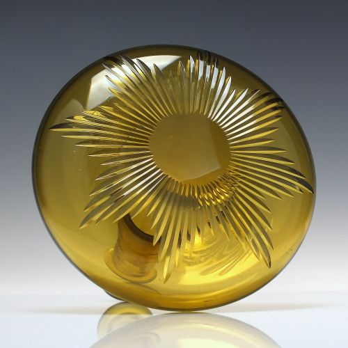 RARE MATCHING PAIR ANTIQUE GEORGIAN AMBER GLASS MELL DECANTERS CARAFES C1830 - ADDITIONAL PHOTO 2
