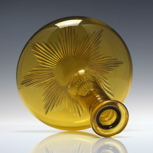 RARE MATCHING PAIR ANTIQUE GEORGIAN AMBER GLASS MELL DECANTERS CARAFES C1830 - ADDITIONAL PHOTO 3