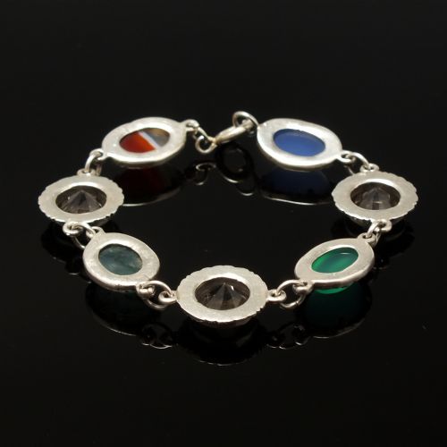 EXCEPTIONAL ANTIQUE SILVER AND SCOTTISH AGATE BRACELET C1920 - ADDITIONAL PHOTO 2