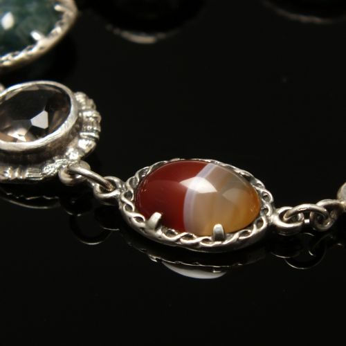 EXCEPTIONAL ANTIQUE SILVER AND SCOTTISH AGATE BRACELET C1920 - ADDITIONAL PHOTO 3
