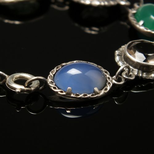 EXCEPTIONAL ANTIQUE SILVER AND SCOTTISH AGATE BRACELET C1920 - ADDITIONAL PHOTO 5