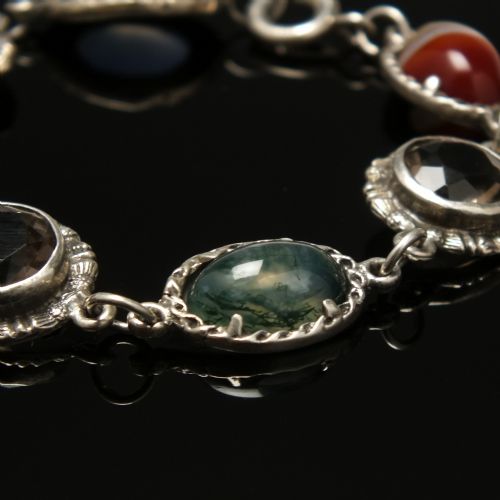EXCEPTIONAL ANTIQUE SILVER AND SCOTTISH AGATE BRACELET C1920 - ADDITIONAL PHOTO 6